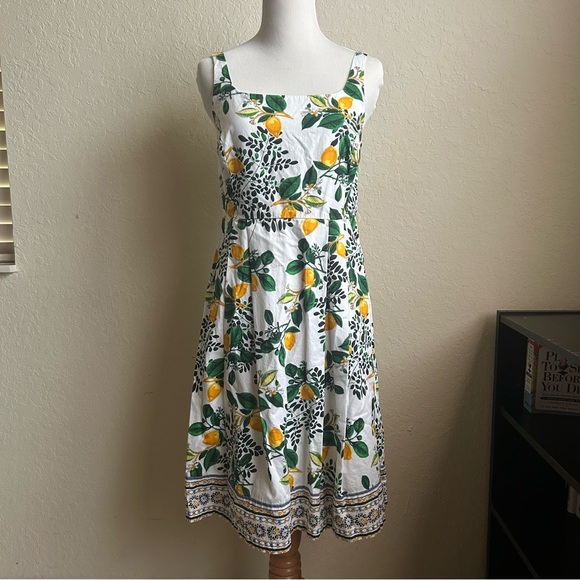 Roz & Ali Dresses & Skirts - Roz & Ali - Square Neck Midi Dress in Lemon Floral Print